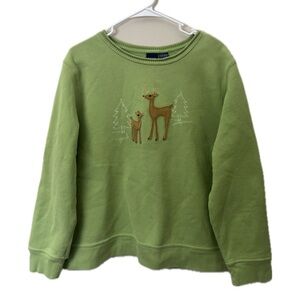 Green Christmas Sweater XL 2 Deer Holiday Winter Pullover Basic Editions